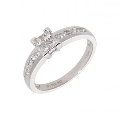 New 9ct White Gold 0.33ct Princess Cut Diamond Ring