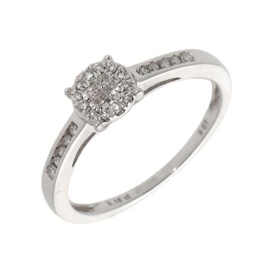 New 9ct White Gold 0.25ct Diamond Mix Cut Engagement Ring