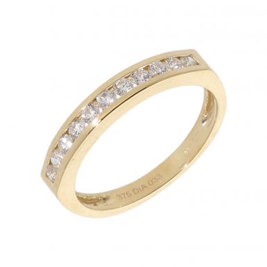 New 9ct Yellow Gold 0.33ct Diamond Channel Set Eternity Ring