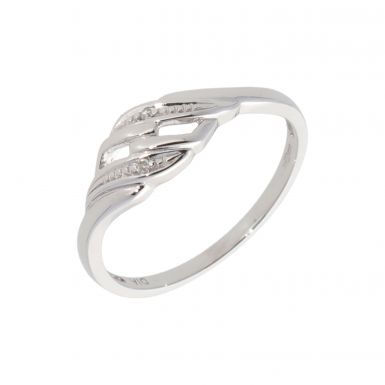 New 9ct White Gold Diamond Wave Design Ring