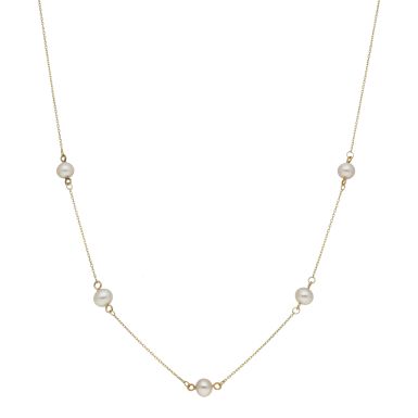 New 9ct Yellow Gold FW Cultured Pearl Satelite Necklace