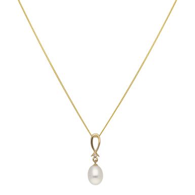 New 9ct Yellow Gold Fresh Water Cutured Pearl 18" Necklace