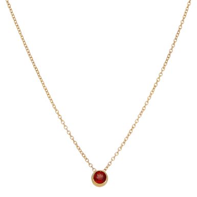 New 9ct Yellow Gold Garnet Slider Pendant & 18" Necklace