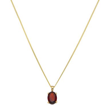 New 9ct Oval Garnet Pendant & 18" Chain Necklace