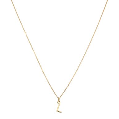New 9ct Yellow Gold Initial L Pendant & 18" Chain Necklace
