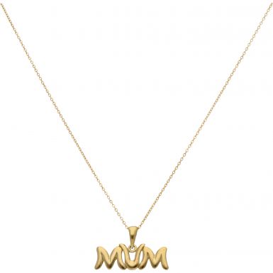 New 9ct Yellow Gold Mum Pendant & 18" Chain Necklace