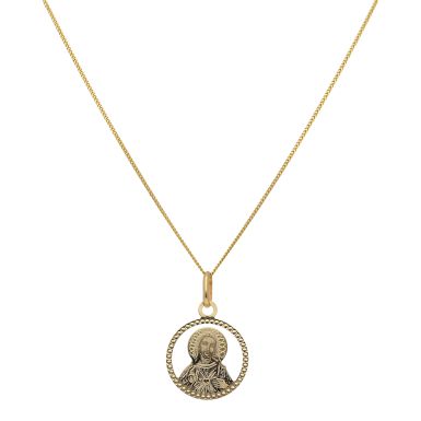 New 9ct Yellow Gold Diamond-Cut Christ Pendant & 18" Necklace