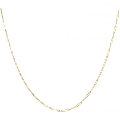 New 9ct Yellow Gold 18 Inch Paperclip/Fancy Mixed Link Necklace
