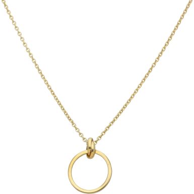 New 9ct Yellow Gold Circle Adjustable 16" - 18" Necklace