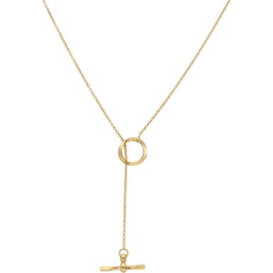 New 9ct Yellow Gold Adjustable Lariat T-Bar Necklace