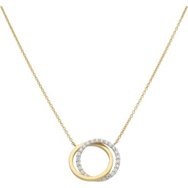 New 9ct Yellow & White Gold Gem Set 2 Ring 17-18" Necklace