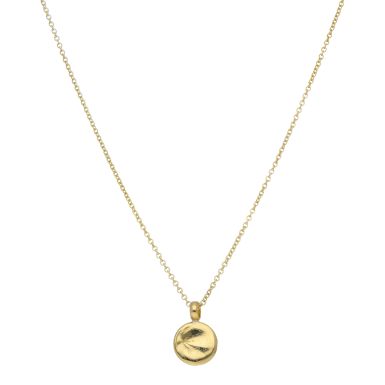 New 9ct Yellow Gold Textured Small Disc Pendant & 18" Necklace