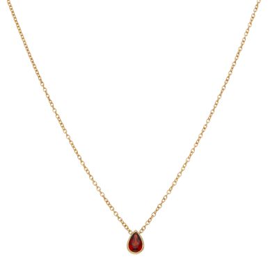 New 9ct Yellow Gold Garnet Pendant & 18" Chain Necklace