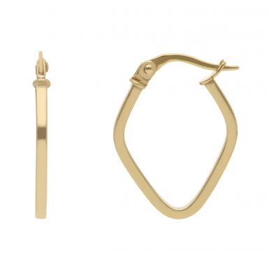 New 9ct Yellow Gold Small Shaped Creole Hoop Earrings
