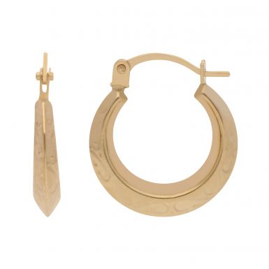 New 9ct Small Patterned Round Creole Hoop Earrings