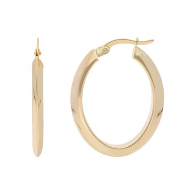 New 9ct Yellow Gold 28mm Oval Hoop Earrings