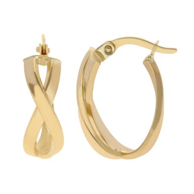 New 9ct Yellow Gold Infinity Creole Hoop Earrings