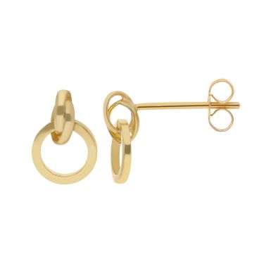 New 9ct Yellow Gold Circle Stud Earrings