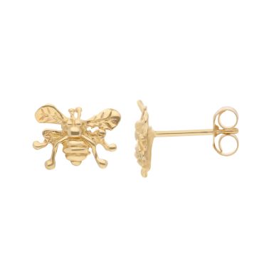 New 9ct Yellow Gold Bumble Bee Stud Earrings