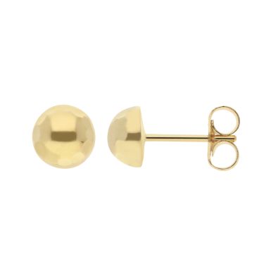 New 9ct Yellow Gold 6mm Facetted Edge Dome Stud Earrings