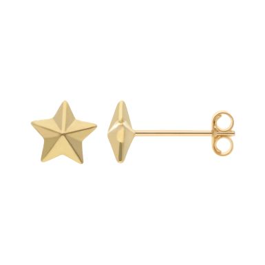New 9ct Yellow Gold Double Sided Star Stud Earrings