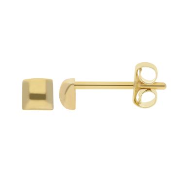 New 9ct Yellow Gold Tiny Domed Square Stud Earrings