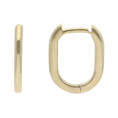 New 9ct Yellow Gold Small Rectangle Huggie Hoop Earrings