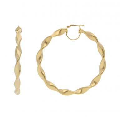 New 9ct Yellow Gold 60mm Twisted Design Large Hoop Earrings