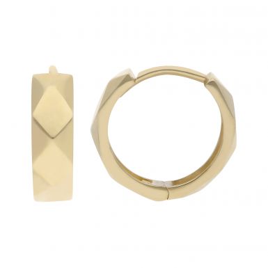 New 9ct Yellow Gold Small Faceted Huggie Hoop Earrings