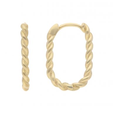 New 9ct Yellow Gold Patterned Huggie Hoop Earrings