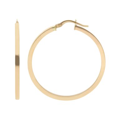 New 9ct Yellow Gold Square Profile Hoop Earrings