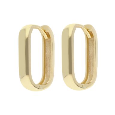 New 9ct Yellow Gold Polished Finish Oblong Huggie Hoop Earrings