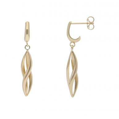 New 9ct Yellow Gold Sprial Drop Earrings