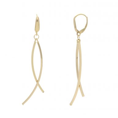 New 9ct Yellow Gold Long 2 Bar Drop Earrings with Lever Backs