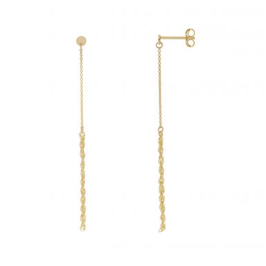 New 9ct Yellow Gold Long Rope Link Chain Drop Earrings