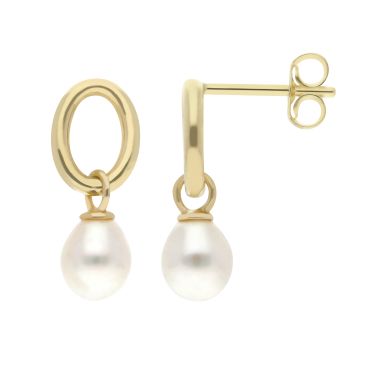 New 9ct Yellow Gold Cultured Baroque Pearl Drop Earrings