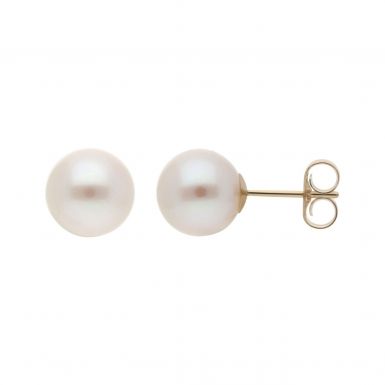 New 9ct Gold 8mm Freshwater Cultured Pearl Stud Earrings