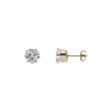 New 9ct Gold Rounded Triangle Shape Cubic Zirconia Stud Earrings
