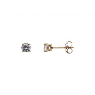 New 9ct Yellow Gold 4mm Cubic Zirconia Stud Earrings