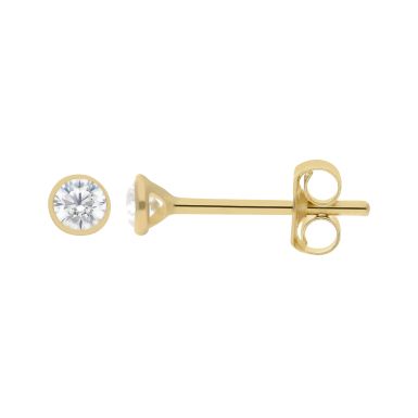 New 9ct Yellow Gold Small 3mm Cubic Zirconia Stud Earrings