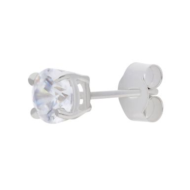 New 9ct White Gold Cubic Zirconia Single Mens Stud Earring