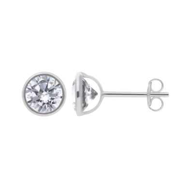 New 9ct White Gold Cubic Zirconia Stud Earrings