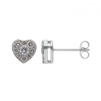 New 9ct White Gold 0.50ct Heart Shaped Diamond Stud Earrings