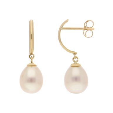 New 9ct Yellow Gold Fresh Water Cultured Pearl Drop Earrings