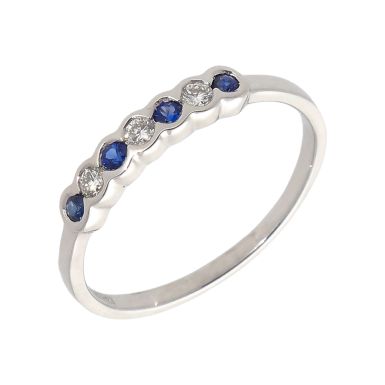 New 9ct White Gold Sapphire & Diamond Eternity Ring