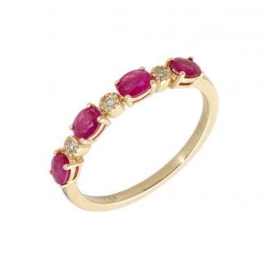 New 14ct Yellow Gold Ruby & Diamond Eternity Style Ring
