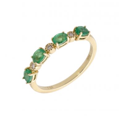 New 14ct Yellow Gold Emerald & Diamond Eternity Style Ring