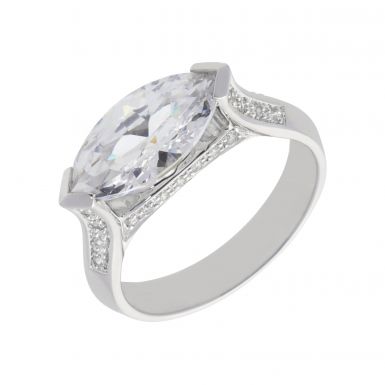 New 9ct White Gold Cubic Zirconia Fancy Dress Ring