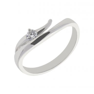 New 9ct White Gold Cubic Zirconia Wave Ring