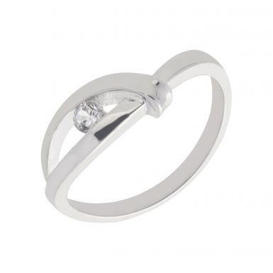 New 9ct White Gold Cubic Zirconia Loop Ring
